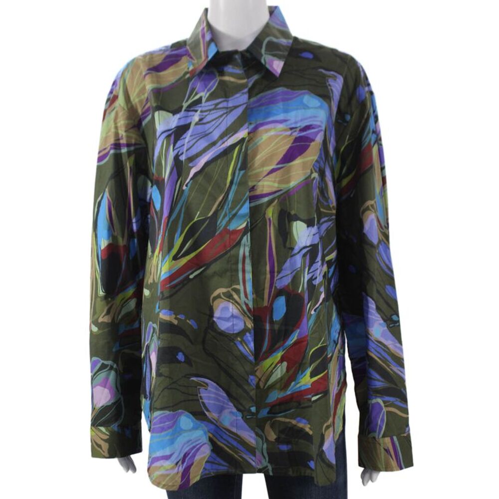 Hinson Wu Women Floral Button-Up Blouse Multicolor Long Sleeve Size 1